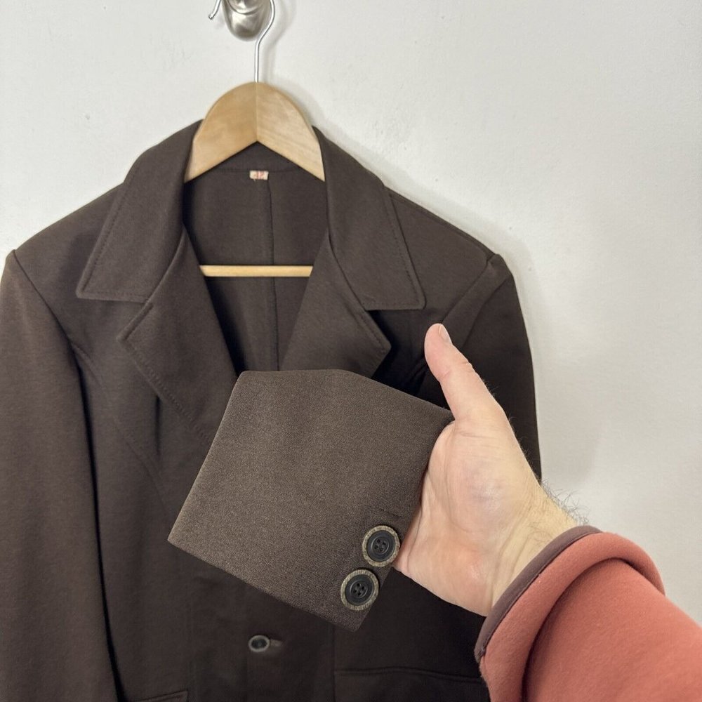 Vintage 70s Disco Blazer Woman 42 Days Sportswear Brown‎ Sports Coat 3 Button - Picture 2 of 10